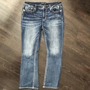 Miss Me Blue Skinny Jeans with Vintage Fading